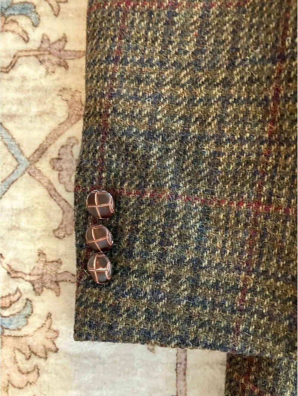 English Manor Mens 42S Brown Tweed Sport Coat Wool Plaid Blazer Two Button